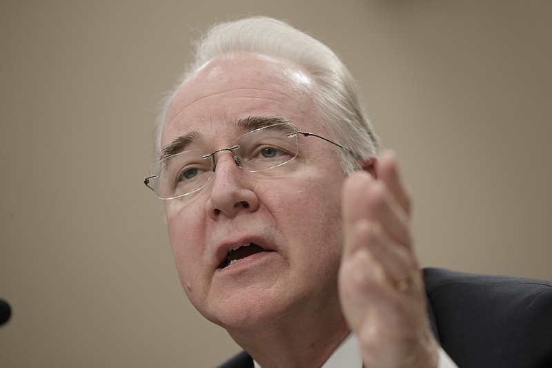 
              Health and Human Services Secretary Tom Price, a doctor and former congressman, testifies on Capitol Hill in Washington, Wednesday, March 29, 2017, before a House Appropriations subcommittee hearing to outline the Trump Administration's proposals to trim the HHS budget.  (AP Photo/J. Scott Applewhite)
            