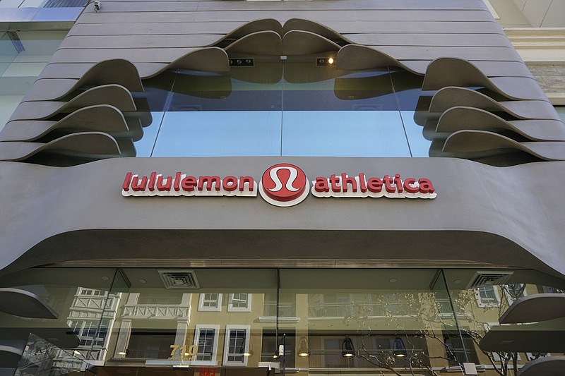 
              FILE- This March 26, 2015, file photo shows the Lululemon Athletica logo at the store at The Americana at Brand mall in Glendale, Calif. Shares of Lululemon Athletica Inc. fell more than 17 percent Wednesday, March 29, 2017, after the athletic-inspired sportswear company said it’d had a slow start to the year and offered a weaker outlook than expected for the current quarter. (AP Photo/Damian Dovarganes, File)
            
