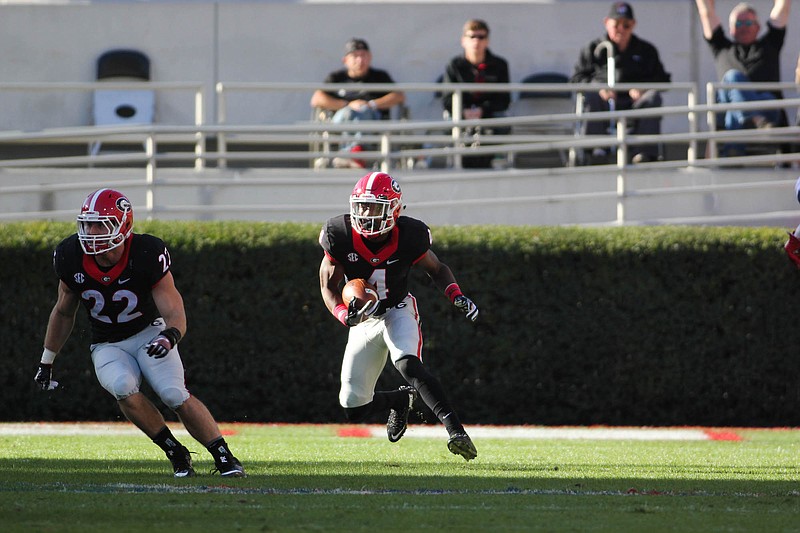 Georgia sophomore cornerback Mecole Hardman could be used on offense and more on special teams this year. The only time he touched the ball last season was on this 17-yard kickoff return against Louisiana-Lafayette.