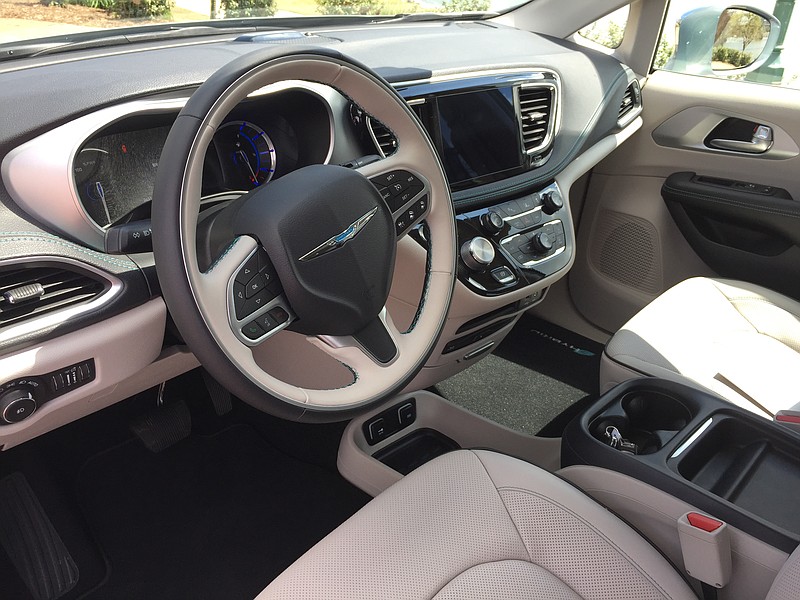 THe 2017 Chrysler Pacifica Hybrid has a sleek, modern interior.