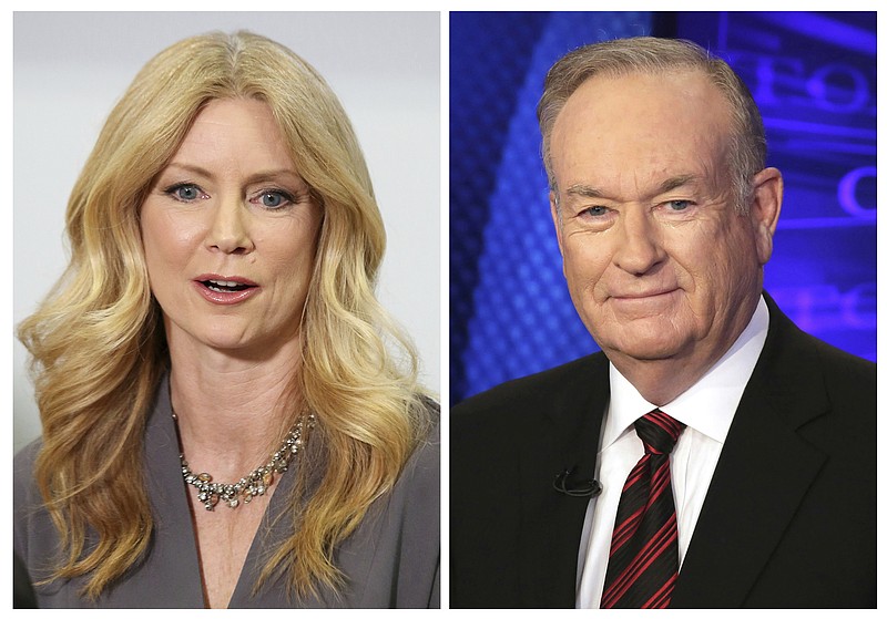 
              In this combination photo, former Fox News contributor Wendy Walsh, left, appears at a news conference in the Woodland Hills section of Los Angeles on Monday, April 3, 2017, and Fox News personality Bill O'Reilly appears on the set of his show, "The O'Reilly Factor" on Oct. 1, 2015 in New York. Walsh says she lost a segment on "The O'Reilly Factor" after she refused to go to O'Reilly's bedroom following a 2013 dinner in Los Angeles. She's seeking an investigation by New York City's Commission on Human Rights. (AP Photo/Anthony McCartney, left, and Richard Drew)
            