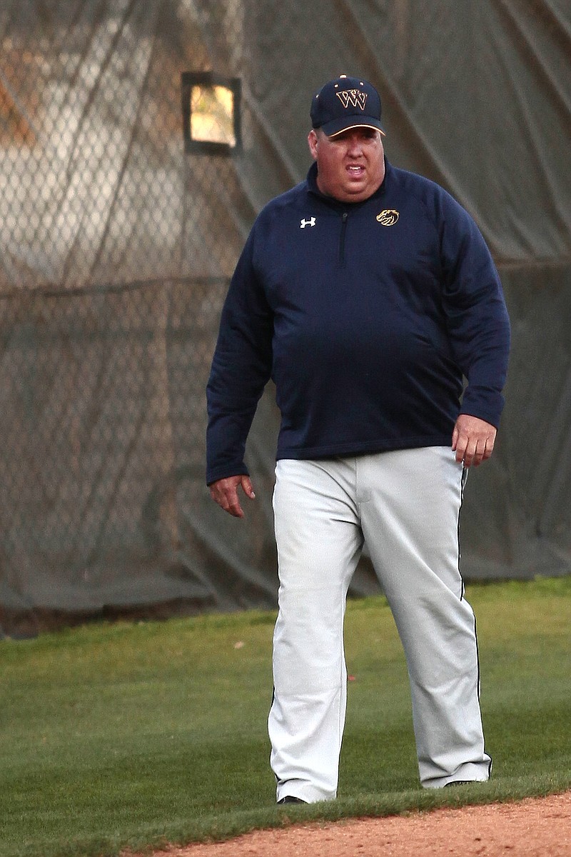 Walker Valley High School baseball coach Joe Shamblin watches an April 2013 victory at Bradley Central. A recent outcome between the county rivals was changed because of a pitch-count violation.