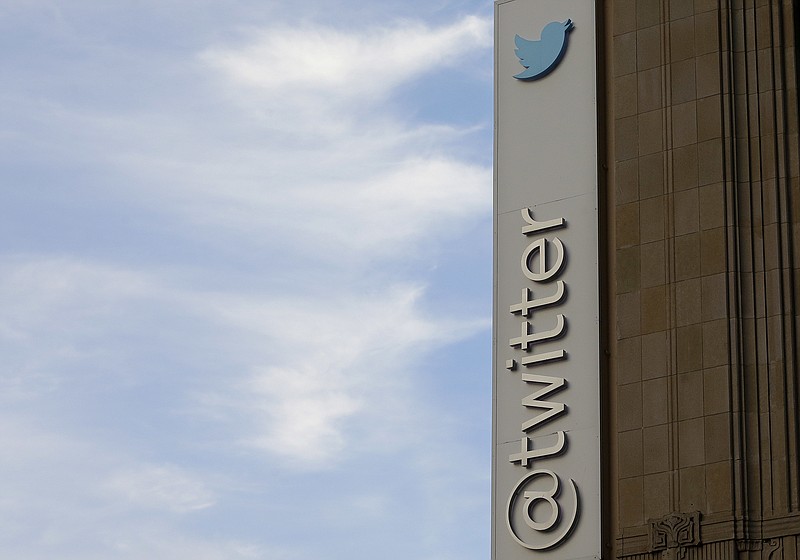 
              This Wednesday, Oct. 26, 2016, photo shows a sign at Twitter headquarters in San Francisco. Twitter defied a U.S. government request for records that could identify the owner of an anti-Trump account, and is challenging the order in court. (AP Photo/Jeff Chiu)
            