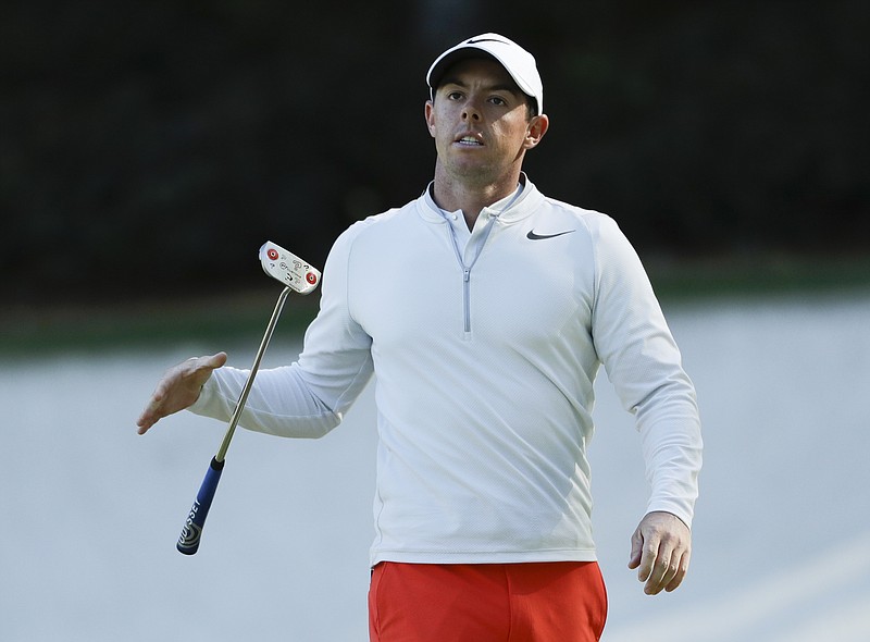 
              Rory McIlroy of Northern Ireland, drops his putter on the 13th hole during the third round of the Masters golf tournament Saturday, April 8, 2017, in Augusta, Ga. (AP Photo/Matt Slocum)
            