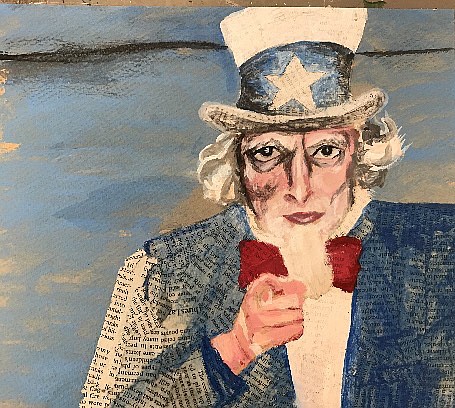 Uncle Sam done in mixed media by Ridgeland junior Demarious Hartley.