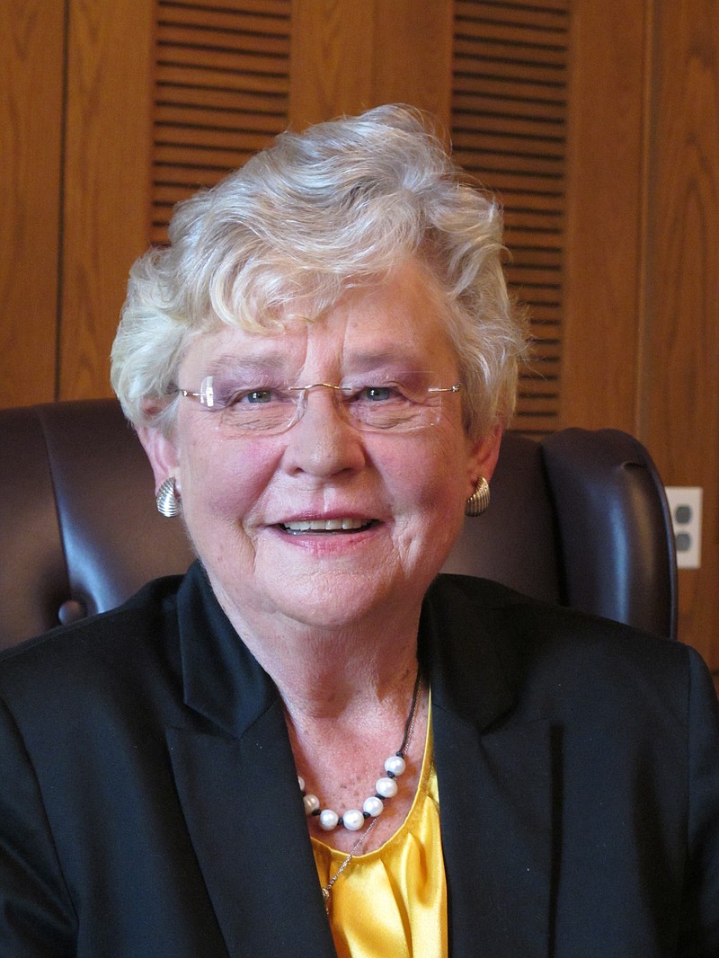 In this Wednesday, Oct. 8, 2014, file photo, Republican Lt. Gov. Kay Ivey poses for a portrait on 2014, in Montgomery, Ala. Alabama Governor Robert Bentley plans to resign over allegations he covered up an affair with an aide. Lt. Gov. Ivey will succeed Bentley. (AP Photo/Phillip Rawls, File)