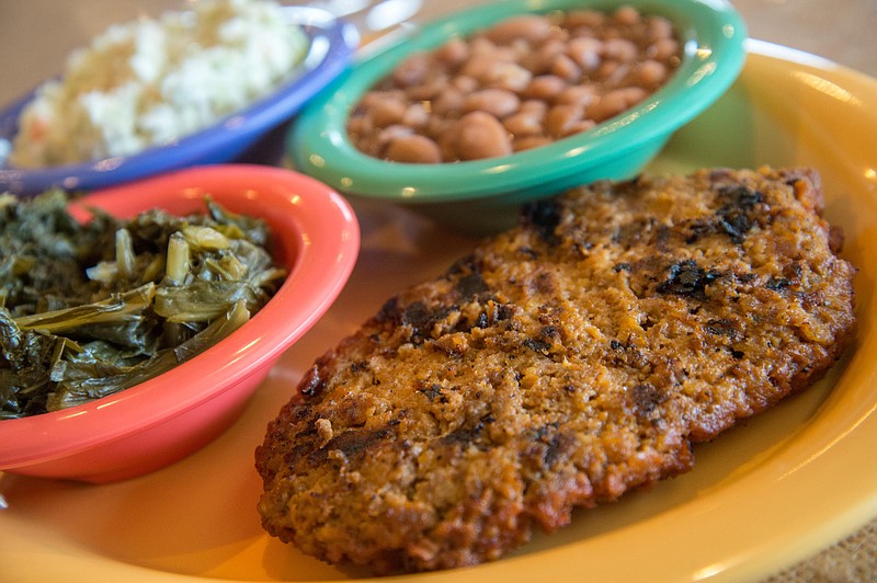 Meatloaf and sides at Cookie Jar Cafe. (Photo by Mark Gilliland)