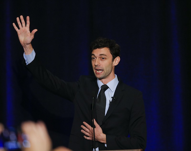 
              Democratic candidate for Georgia's Sixth Congressional Seat Jon Ossoff speaks to supporters during an election-night watch party Tuesday, April 18, 2017, in Dunwoody, Ga. (AP Photo/John Bazemore)
            