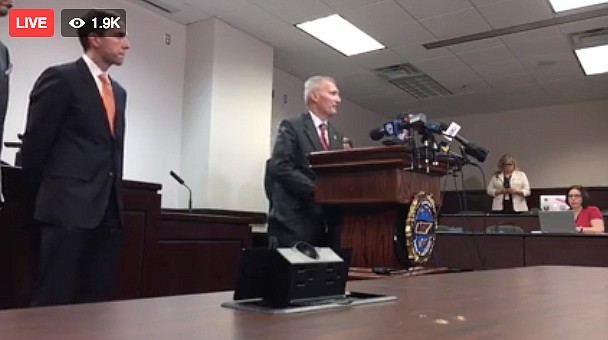The Tennessee Bureau of Investigation hosts a news conference to discuss the rescue of Elizabeth Thomas and arrest of Tad Cummins. (Facebook.com/TBInvestigation)