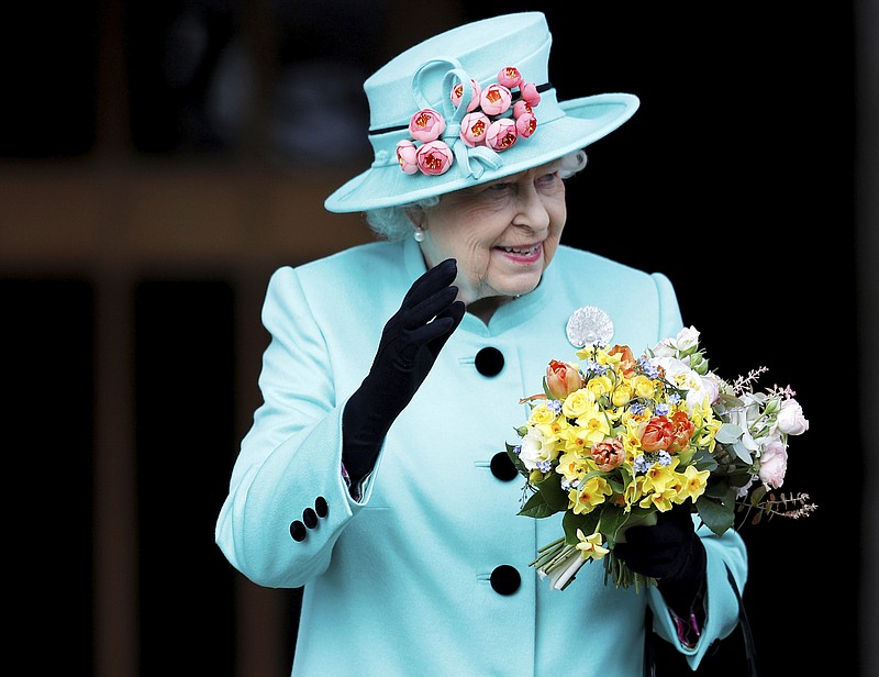 
              FILE - This is a Sunday April 16, 2017 file photo of Britain's Queen Elizabeth as she leaves the Easter Sunday service in Windsor Castle, in Windsor England.  Britain's Queen Elizabeth celebrates her 91st birthday on Friday, April 21, 2017. (Peter Nicholls/Pool File via AP)
            