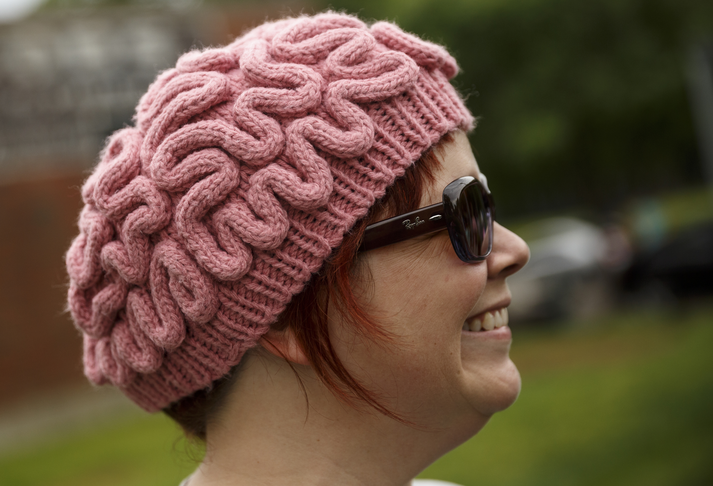 Anne Herdman Royal wears a brain hat during the March for Science on Saturday, April 22, 2017, in Chattanooga, Tenn. About a thousand demonstrators marched from the Main Terrain Art Park to Riverfront Parkway and back in support of science and education in solidarity with other marches nationwide.