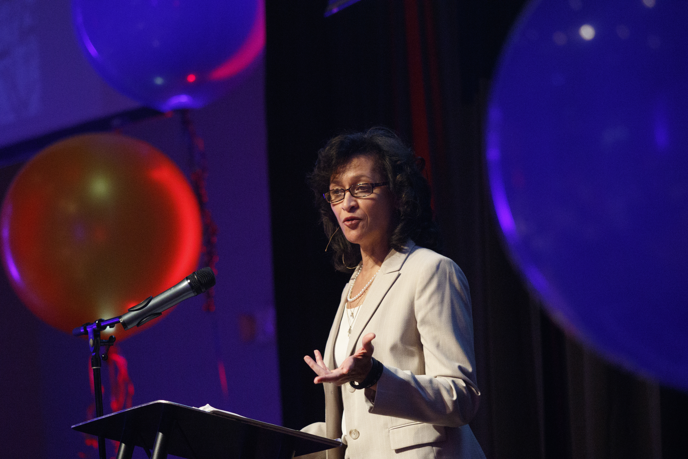 Dr. Elaine Swafford speaks at the annual United Way of Greater Chattanooga Community Celebration on Tuesday, March 15, 2016, in Chattanooga, Tenn. Dr. Swafford, executive director of Chattanooga Girls' Leadership Academy, was the keynote speaker.