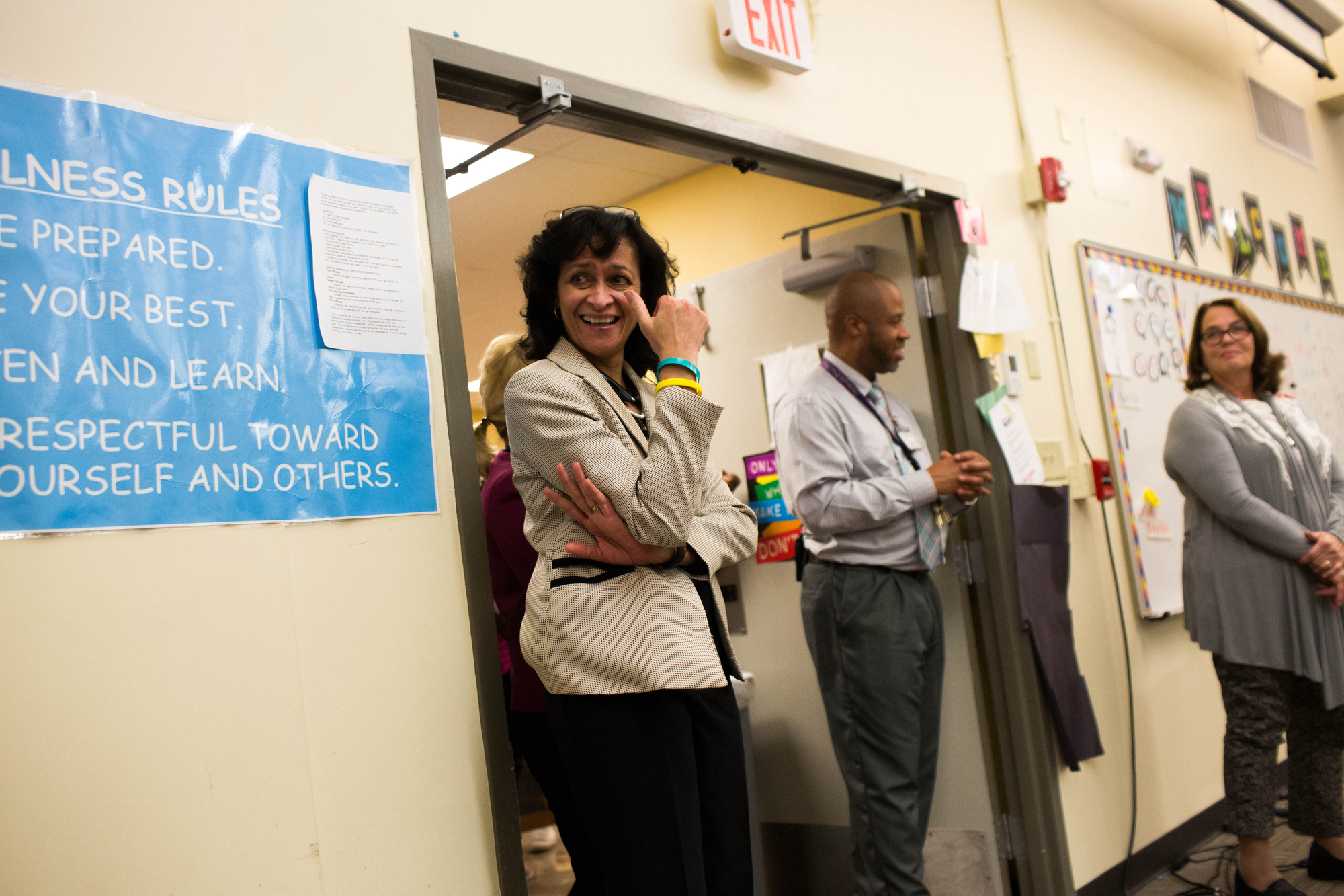 Elaine Swafford laughs during an award presentation on Dec. 15, 2015.