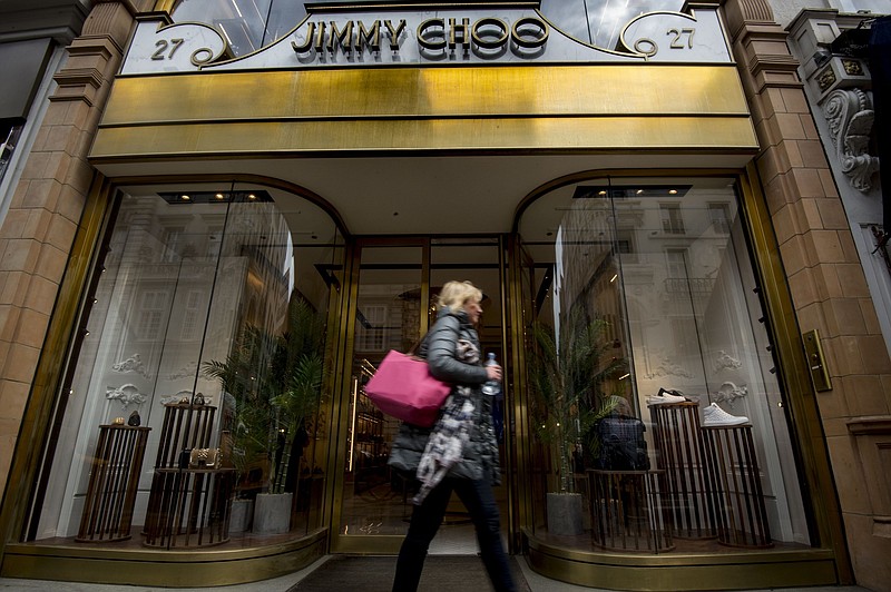 
              A general view of the Jimmy Choo shop on New Bond Street, London, Monday, April 24, 2017. Shares in Jimmy Choo have leapt 11 percent after its board put the luxury shoe brand up for sale. The gains bring the market value of the firm that began in east London to over 700 million pounds ($896 million). The firm, which counts Jennifer Lopez, the Duchess of Cambridge and Beyonce among its fans, is being sold to "maximize value for its shareholders." (Lauren Hurley/PA via AP)
            