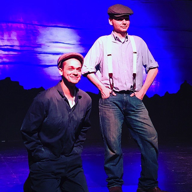 Jonathan Berry, left, is Lennie and Jason Carusillo plays George in the production of "Of Mice and Men" in Athens, Tenn.