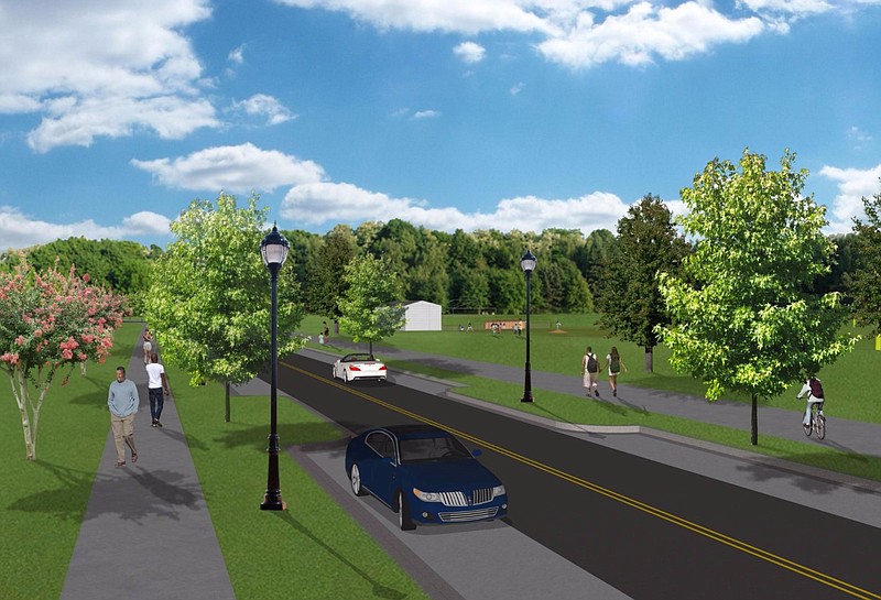 Artist's rendering of proposed road in Lincoln Park.