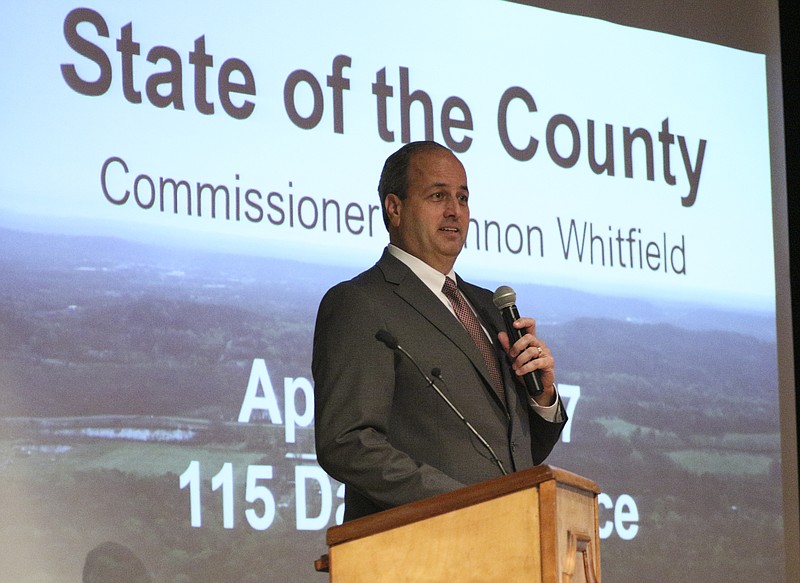 Walker County Commissioner Shannon Whitfield speaks during his first State of the County address at the Walker County Civic Center on Tuesday, April 25, 2017.