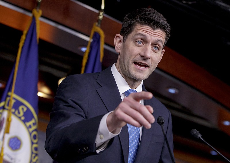 
              FILE - In this March 30, 2017 file photo, House Speaker Paul Ryan of Wis. speaks during a news conference on Capitol Hill in Washington. There’s an unconventional new president in the White House and Republicans have a lock on Congress, but Washington is still up to its old tricks. Just as occurred repeatedly during the Obama administration, Congress and the White House are days from a government shutdown, engaged in familiar partisan brinkmanship that demonstrates how little has really changed in the capital under President Donald Trump. (AP Photo/J. Scott Applewhite, File)
            