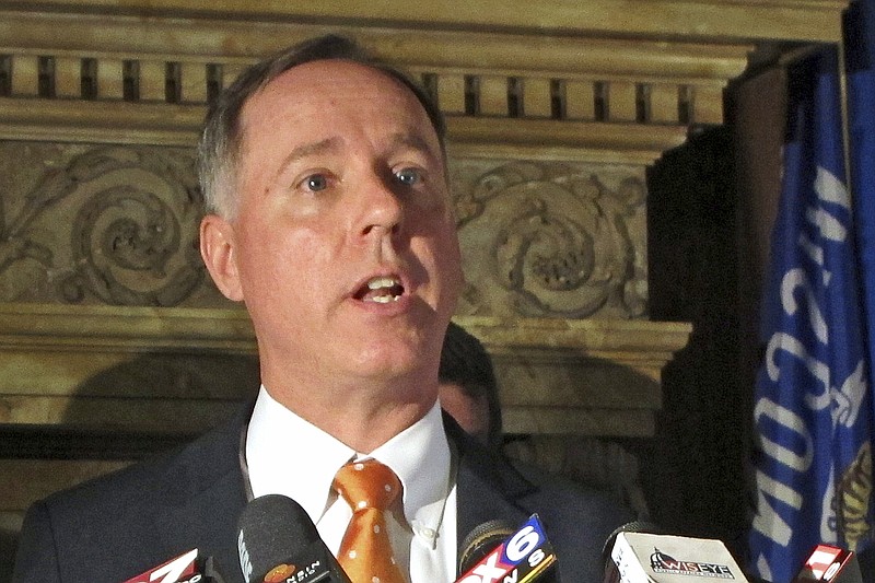 
              FILE - In this Sept. 7, 2016, file photo, Wisconsin Assembly Speaker Robin Vos speaks at a news conference in Madison, Wisc. Republican lawmakers are pushing a plan to require the University of Wisconsin System to discipline students who disrupt speeches and presentations, and force campuses to remain neutral on public issues. "All across the nation and here at home, we've seen protesters trying to silence different viewpoints," Vos, one of the bill's chief sponsors said in a news release Thursday, April 27, 2017. "Free speech means free speech for everyone and not just for the person who speaks the loudest." (AP Photo/Scott Bauer, File)
            