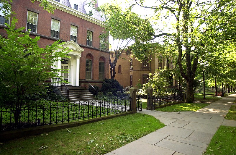 The home of the Yale University president, shown at left, was the site of a recent hunger "strike" by doctoral students, who wanted more benefits. The hunger "strike" lost a little steam, though, when it was revealed hungry students were free to leave in order to eat.