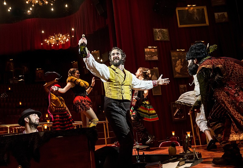 This image released by Matt Ross Public Relations shows Josh Groban during a performance of "Natasha, Pierre & the Great Comet of 1812," in New York. The musical that dramatizes a 70-page melodrama at the center of Leo Tolstoy's "War and Peace," earned a leading 12 Tony Award nominations on Tuesday, May 2, 2017. (Chad Batka/Matt Ross Public Relations via AP)