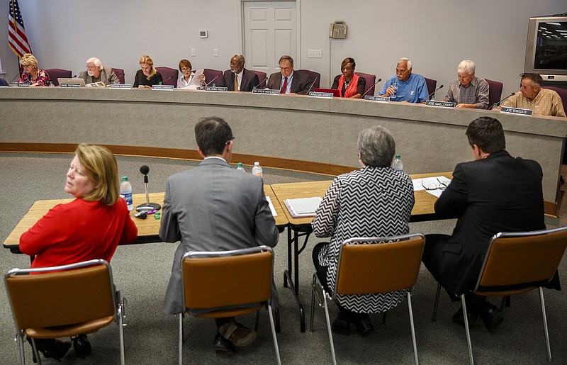 The Hamilton County Board of Education meets for a special session on Thursday, April 27, 2017, in Chattanooga, Tenn. The board approved a balanced budget to be sent to the county commission, and they approved a charter request for Chattanooga Preparatory School.