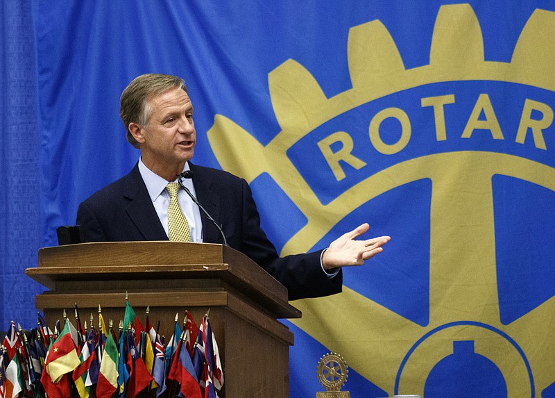 Tennessee Gov. Bill Haslam speaks at at Rotary luncheon at the Chattanooga Convention Center on Thursday, June 16, 2016, in Chattanooga.