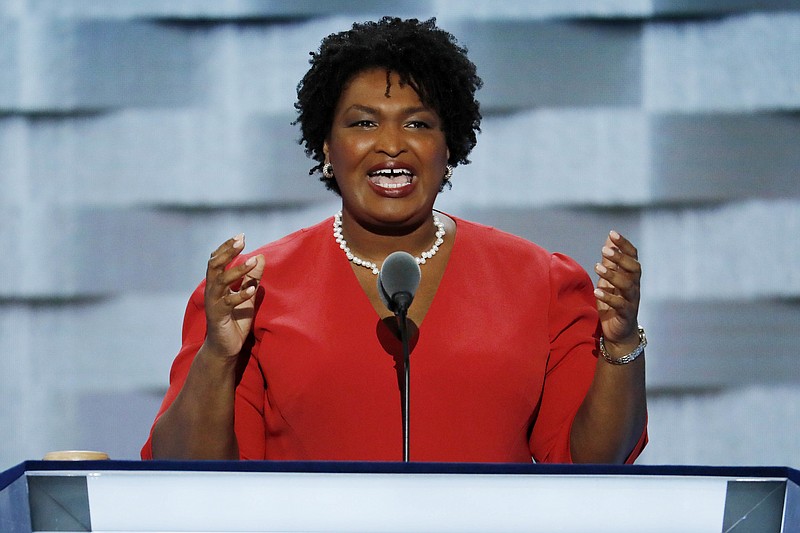 In this July 25, 2016, file photo, Georgia House Minority Leader Stacey Abrams speaks during the first day of the Democratic National Convention in Philadelphia. Abrams took the first step toward a run for governor on Tuesday, May, 2, 2017, filing paperwork to form a campaign committee for the 2018 contest to replace term-limited Gov. Nathan Deal. (AP Photo/J. Scott Applewhite, File)