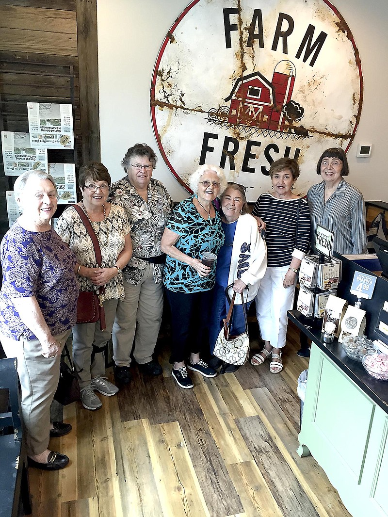 From left, Sophie Field, Maureen Scott, Arline Caliger, Sharleen Rhinock, Nancy Socha, Irma Herzog and Emily McDonald, members of the Out to Lunch Group of St. Francis of Assisi Episcopal Chuch, after being treated to lunch at First Watch.