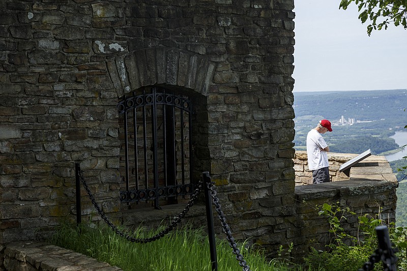 John Scott stands on an overlook from the fortification that houses the Ochs Museum at Point Park on Wednesday, May 3, 2017, in Lookout Mountain, Tenn. A portion of President Donald Trump's donated salary could be used to benefit the Chickamauga and Chattanooga National Military Park, including upgrades for the Ochs Museum.