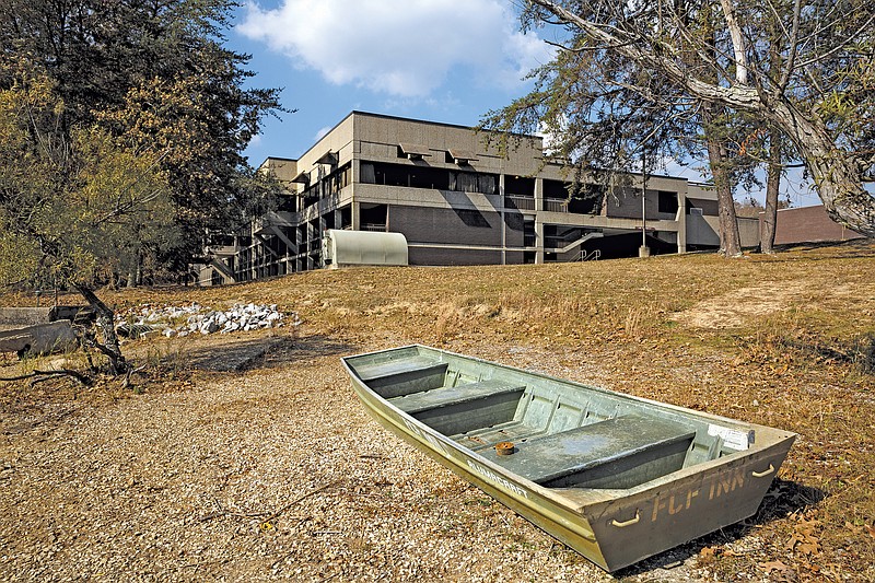 A boat is beached near the inn at Fall Creek Falls State Park in November near Spencer, Tenn. A plan to demolish the park's existing inn and replace it with a new facility that is privately run has garnered no bids.