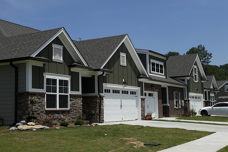 New townhomes are seen in the Brookside Commons subdivision in East Brainerd on Tuesday, May 16, 2017, in Chattanooga, Tenn. New home starts are up about 9 percent over last year in the first quarter.