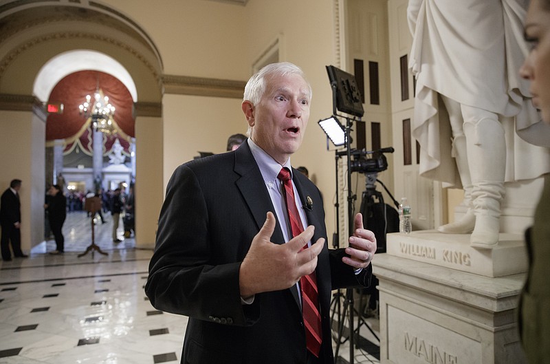 In this March 22, 2017, file photo, Rep. Mo Brooks, R-Ala. is interviewed on Capitol Hill in Washington. Brooks, a member of the conservative Freedom Caucus, is set to announce his candidacy for the Senate in a special election to permanently fill the seat that was held by Attorney General Jeff Sessions and currently occupied by Sen. Luther Strange, R-Ala. (AP Photo/J. Scott Applewhite, file)