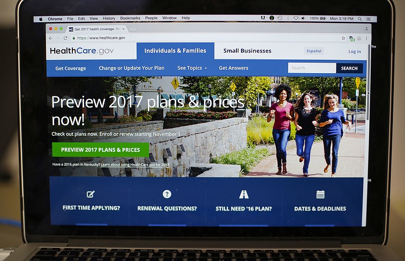 
              FILE - In this Oct. 24, 2016 file photo, the HealthCare.gov 2017 web site home page is seen on a laptop in Washington. After five consecutive years of coverage gains, progress reducing the number of uninsured Americans stalled in 2016, according to a government report that highlights the stakes as Republicans try to roll back Barack Obama’s law. The Centers for Disease Control and Prevention estimated that 28.6 million people were uninsured last year, unchanged from 2015. The uninsured rate was 9 percent, not a significant change from 9.1 percent in 2015. (AP Photo/Pablo Martinez Monsivais, File)
            