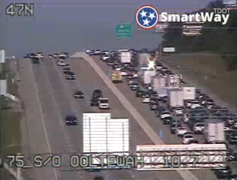 A crash in the center lane at mile marker 10 slows traffic on I-75 south.