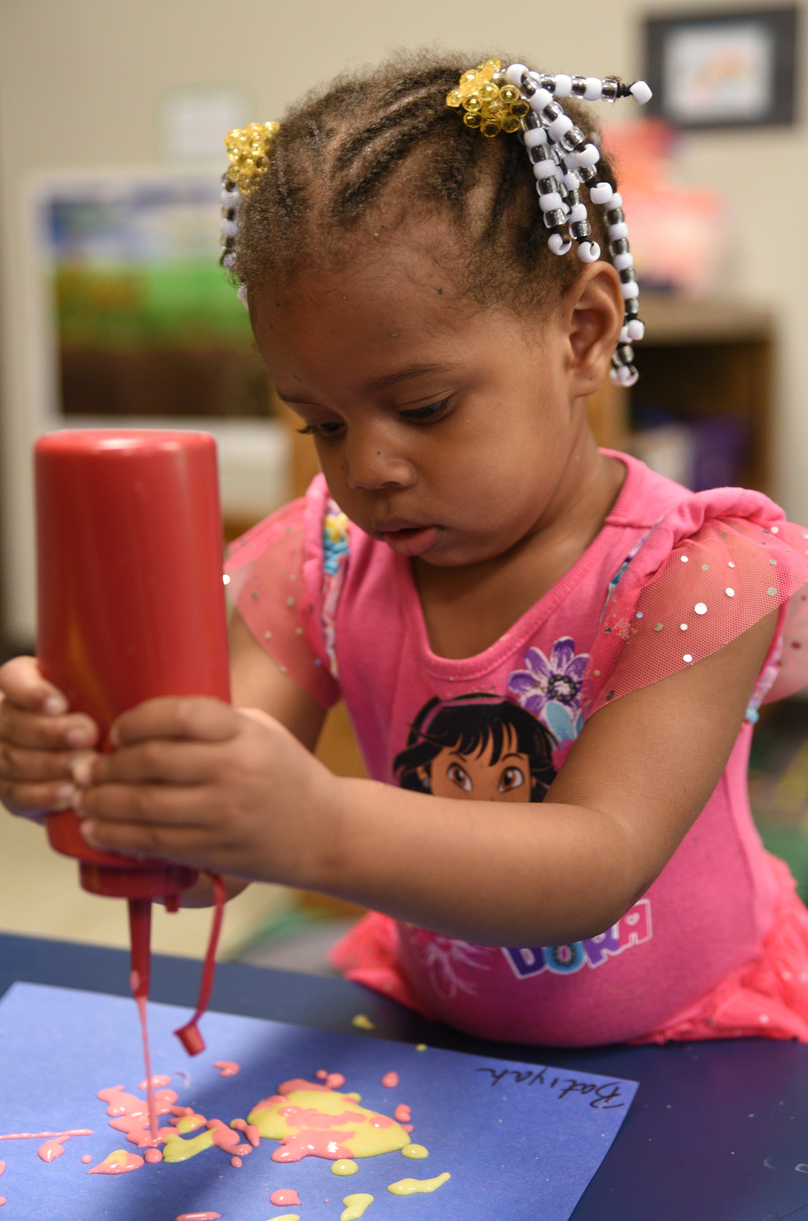 Batiyah Waller works on her art Wednesday, May 03, 2017 at Hixson United Methodist Church Child Development Center. The church is celebrating the 50th anniversary of their Child Development Center.