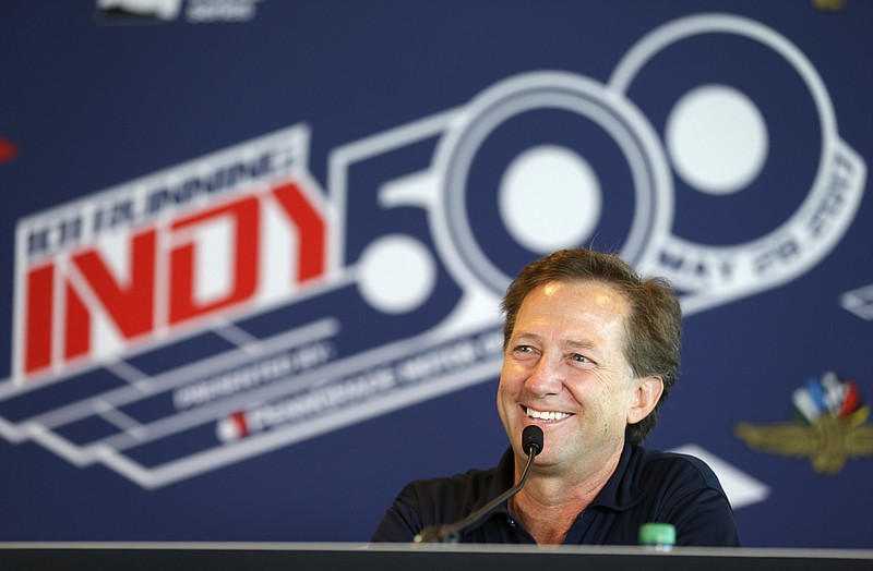 
              Former race car driver John Andretti speaks during a press conference at Indianapolis Motor Speedway, Thursday, May 18, 2017, in Indianapolis. John Andretti is in the fight of his life. He's battling stage four cancer. (AP Photo/Michael Conroy)
            