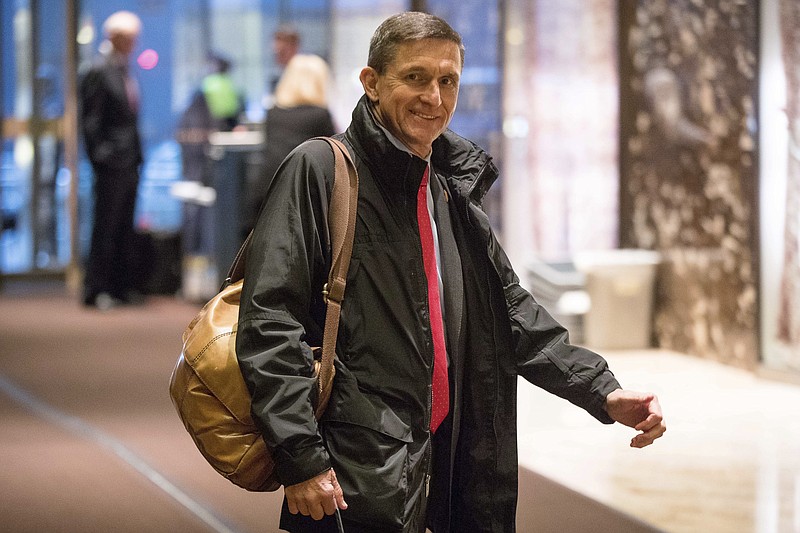 
              FILE - In this Jan. 3, 2017, file photo, Michael Flynn, then - President-elect Donald Trump's nominee for National Security Adviser arrives at Trump Tower in New York. (AP Photo/Andrew Harnik, File)
            