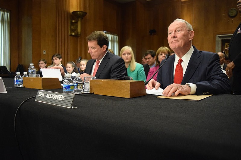 U.S. Sen. Lamar Alexander, R-Tenn., introduced Nashvillian Bill Hagerty at his confirmation hearing before the U.S. Senate Foreign Relations Committee today, saying he "strongly recommends" Hagerty to serve as the next U.S. Ambassador to Japan. Sen. Bob Corker, R-Tenn., is chairman of the committee. (Photo Courtesy of Ashton Davies)