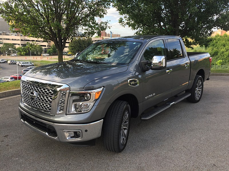 The 2017 Nissan Titan pickup features a 5.6 liter V-8 engine manufactured in Smyrna, Tenn.
