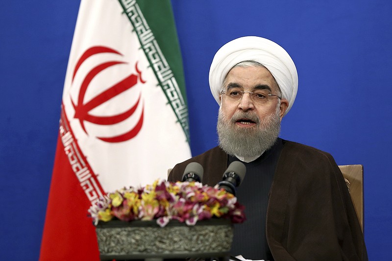 
              Iranian President Hassan Rouhani gives a televised speech after he won the election, in Tehran, Iran, Saturday, May 20, 2017. Rouhani says that the message of Friday's election that gave him another four-year term is one of Iran living in peace and friendship with the world. (AP Photo/Ebrahim Noroozi)
            