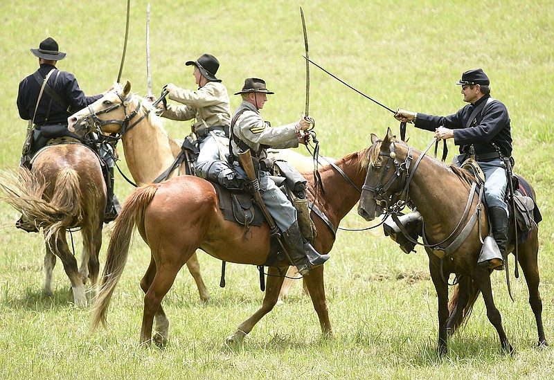 Confederate and Union Cavalry skirmish at the opening of the battle. The 153rd Anniversary Reenactment of the Battle of Resaca was held on May 21, 2017. The event is hosted by the volunteers of the Georgia Division Reenactors Association Inc. on a portion of the original battlefield.