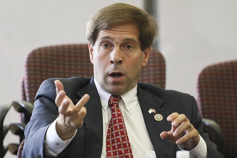 Staff Photo by Dan Henry / The Chattanooga Times Free Press- 5/11/17. Congressman Chuck Fleischmann speaks to CTFP reporters during an editorial board meeting at the newspaper on Thursday, May 11, 2017. 