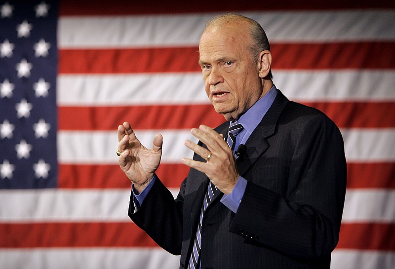 In this Sept. 7, 2007, file photo, former Sen. Fred Thompson, R-Tenn., speaks in Sioux City, Iowa,