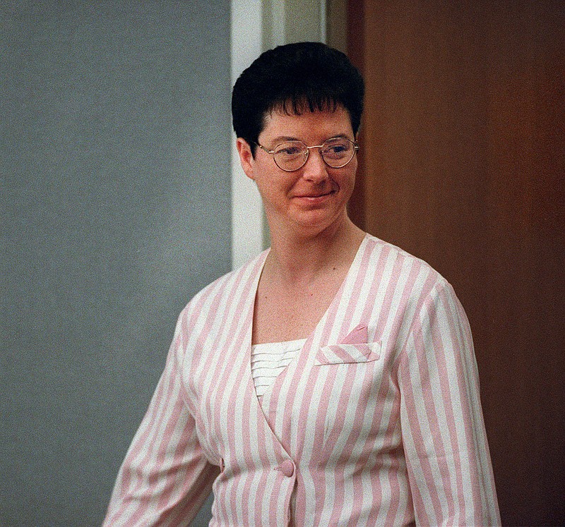 
              FILE- This Nov. 13, 1998 file photo, Kelly Gissendaner enters the courtroom at the Gwinnett Justice & Administration Center in Lawrenceville, Ga. Gissendaner, the only woman on Georgia's death row when she was executed in September 2015, sobbed through apologies to the family of her husband, Douglas Gissendaner, whom she had conspired to have her lover kill. In Georgia, condemned inmates are given two minutes to make a last statement. ( Louie Favorite /Atlanta Journal-Constitution via AP, File)
            
