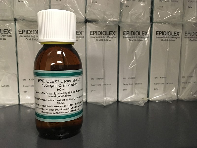 
              This Tuesday, May 23, 2017, photo shows GW Pharmaceuticals' Epidiolex, a medicine made from marijuana, but without TCH, in New York. According to a study published Wednesday by the New England Journal of Medicine the medicine cut seizures in kids with a severe form of epilepsy, which strengthens the case for more research into pot's possible health benefits. (AP Photo/Kathy Young)
            