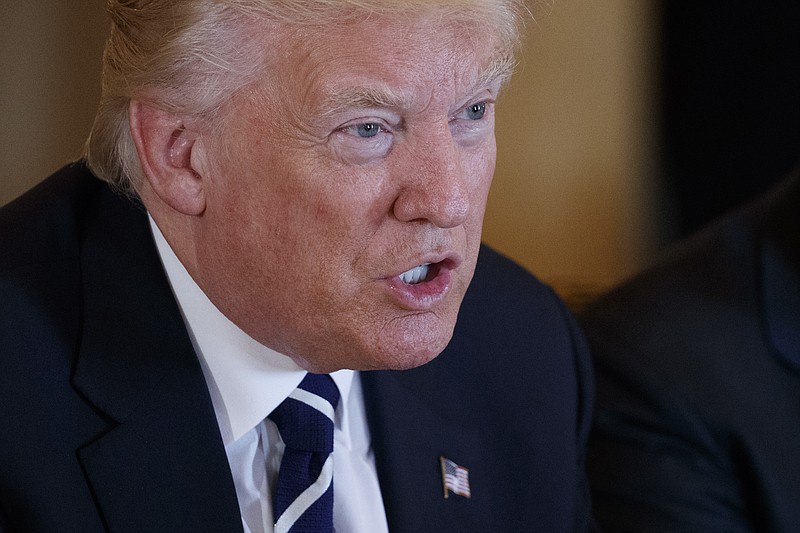 
              President Donald Trump speaks during a meeting with Belgian Prime Minister Charles Michel at the Royal Palace, Wednesday, May 24, 2017, in Brussels. (AP Photo/Evan Vucci)
            