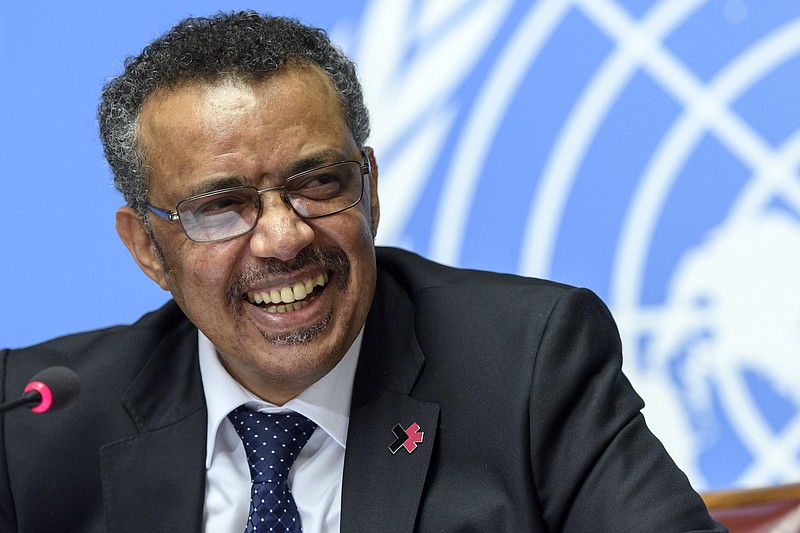 
              Tedros Adhanom Ghebreyesus, newly elected director general of the World Health Organization (WHO), answers questions of the journalists at the European headquarters of the United Nations in Geneva, Switzerland, Wednesday, May 24, 2017.  (Martial Trezzini/Keystone via AP)
            