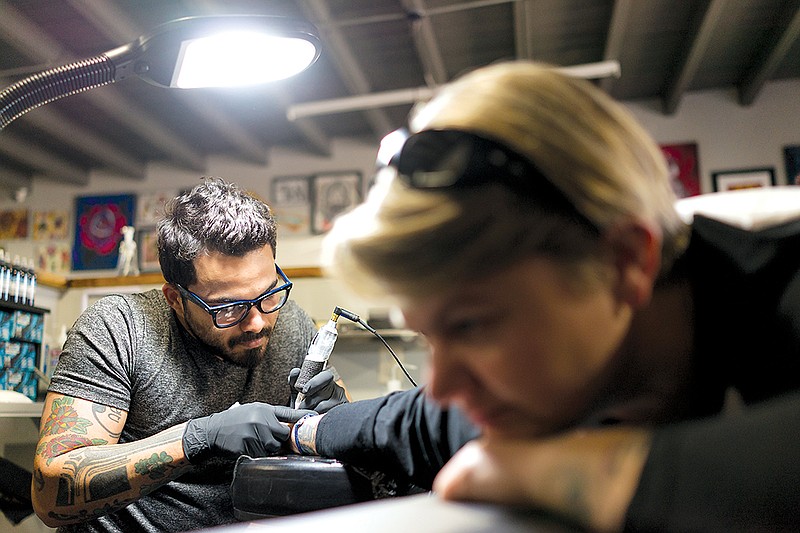 Fernandez tattoos Main Line Ink co-owner Jennifer Edge for the first time. 