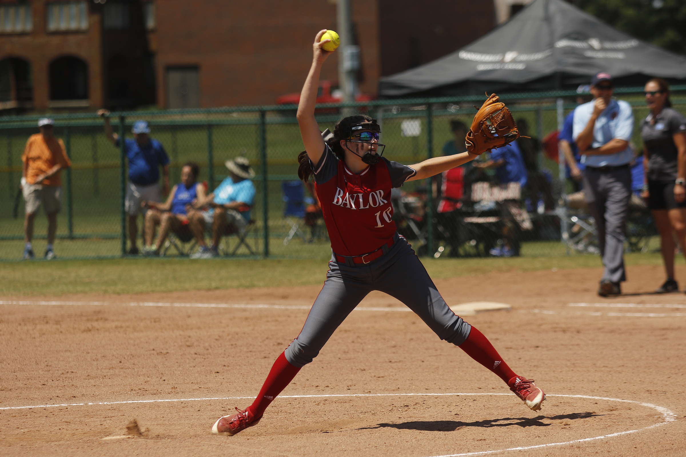 Baylor's Acelynn Sellers pitches during their TSSAA Division II-AA state softball championship game 1 against GPS on Friday, May 26, 2017, in Murfreesboro, Tenn.